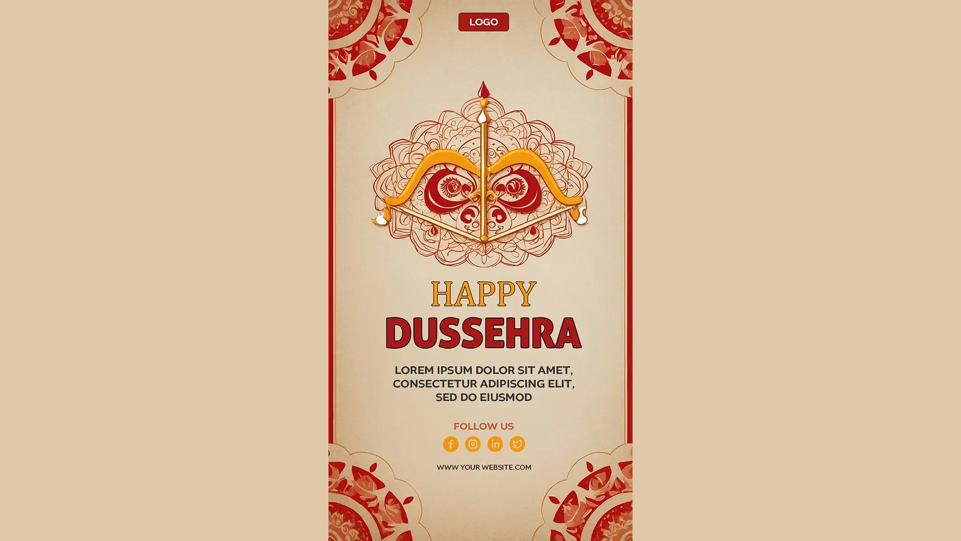 Decorative Bow and Arrow Happy Dussehra Instagram Story Card